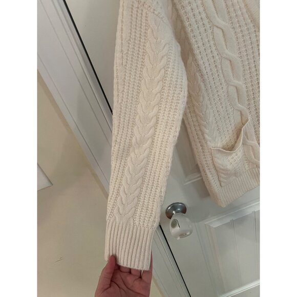 Magaschoni 100% Cashmere Cable Knit Cardigan Sweater Cream Size XS - Picture 4 of 5